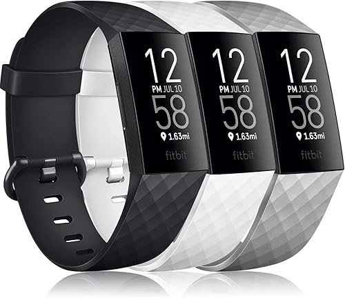 Paquete de 3 bandas de silicona para Fitbit Charge 4, Fitbit Charge 3 y Charge 3 SE, pulseras de repuesto para mujeres y hombres pequeños y grandes