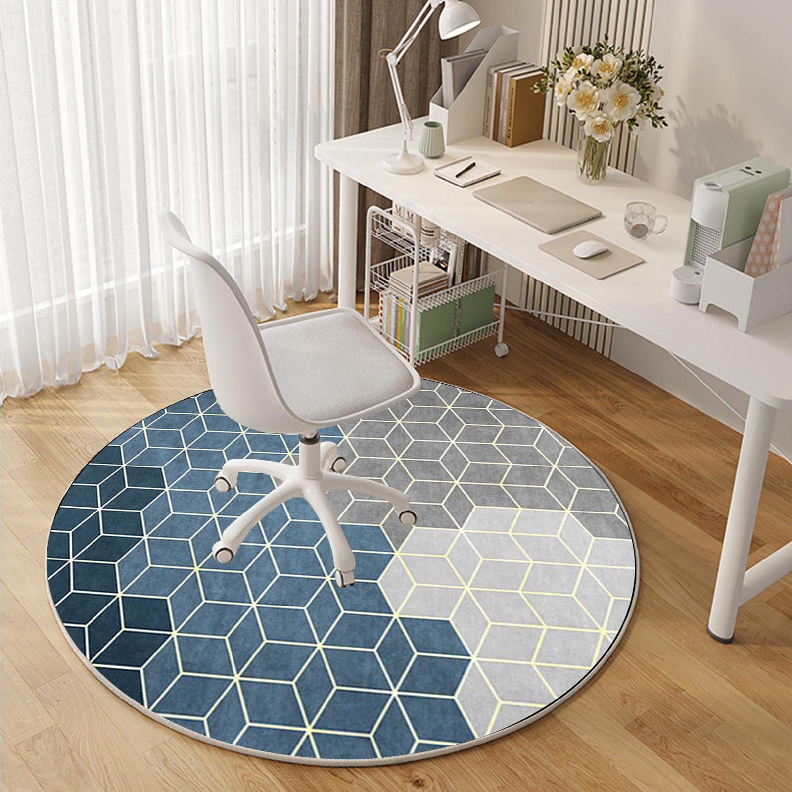 140 cm Redondo Alfombra Silla Gaming, Alfombra Multiusos para el Hogar, Protector Suelo Silla Ruedas, Alfombra de Protección de Suelo, Alfombra de Suelo para Suelos Duros, Laminado