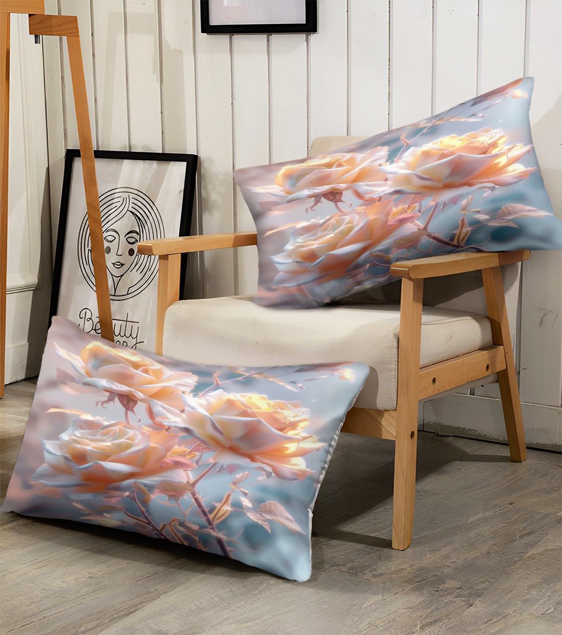 Biancheria da letto 155 x 220 cm, per bambini, ragazzi e adolescenti, set copripiumino per letto singolo, a righe vegetali 03, con chiusura lampo e federa da 80 x 80 cm