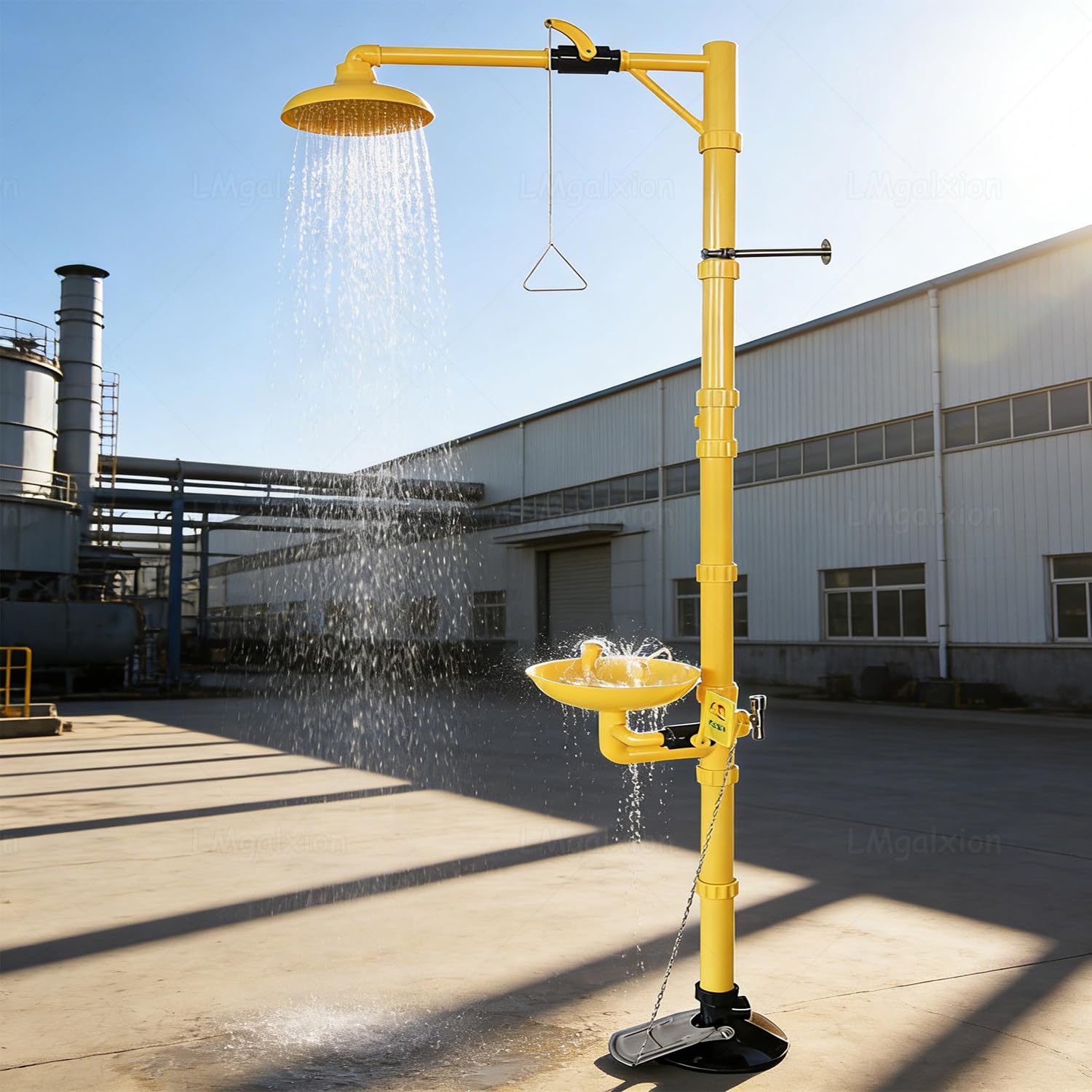 Estación lavaojos Vertical con Ducha, botiquín de Primeros Auxilios de Emergencia para Uso Industrial y de Laboratorio, Cabezal de Ducha de Gran diámetro, Resistente a la corrosión con Pedales.