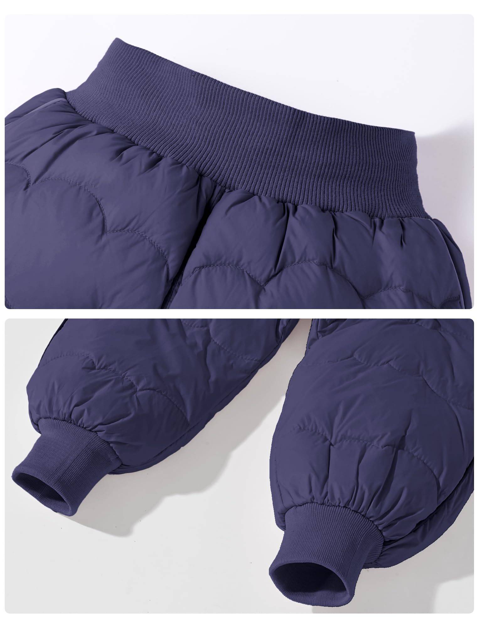 Happy Cherry Pantalones de plumón para niños, ligeros, de invierno, gruesos, cálidos, para la nieve, para niñas y niños, pantalones de esquí a prueba de viento, pantalones para exteriores, de invierno