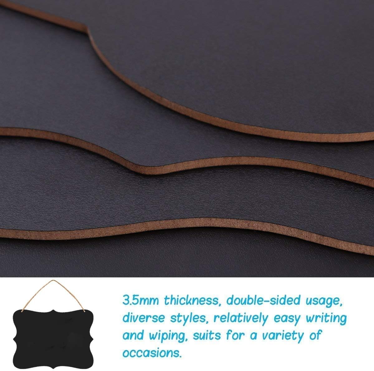 4 Pack 9x7 inch Wooden Double Sided Hanging Chalkboard Signs, Vintage Erasable Message Board Sign with Hanging String for Wedding Kitchen Party Decoration (23 x 18 cm) - Image 3