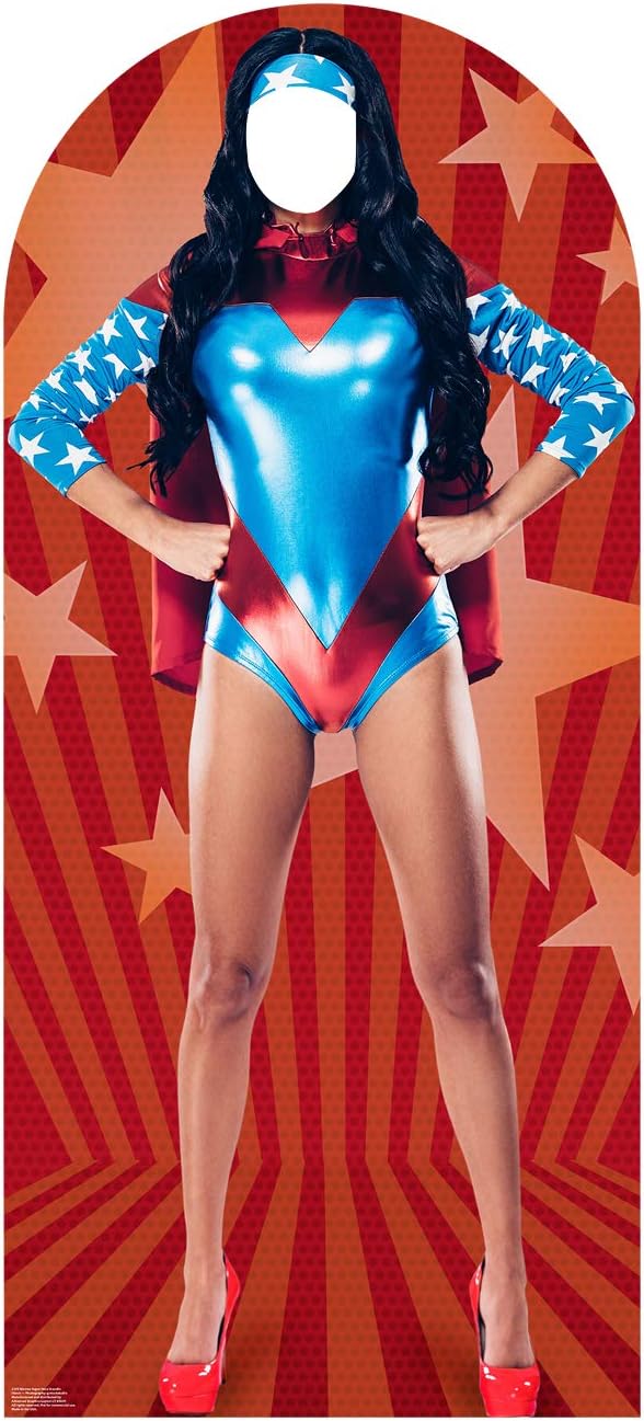 Cardboard People Woman Super Hero Stand-in Life Size Cardboard Cutout Standup