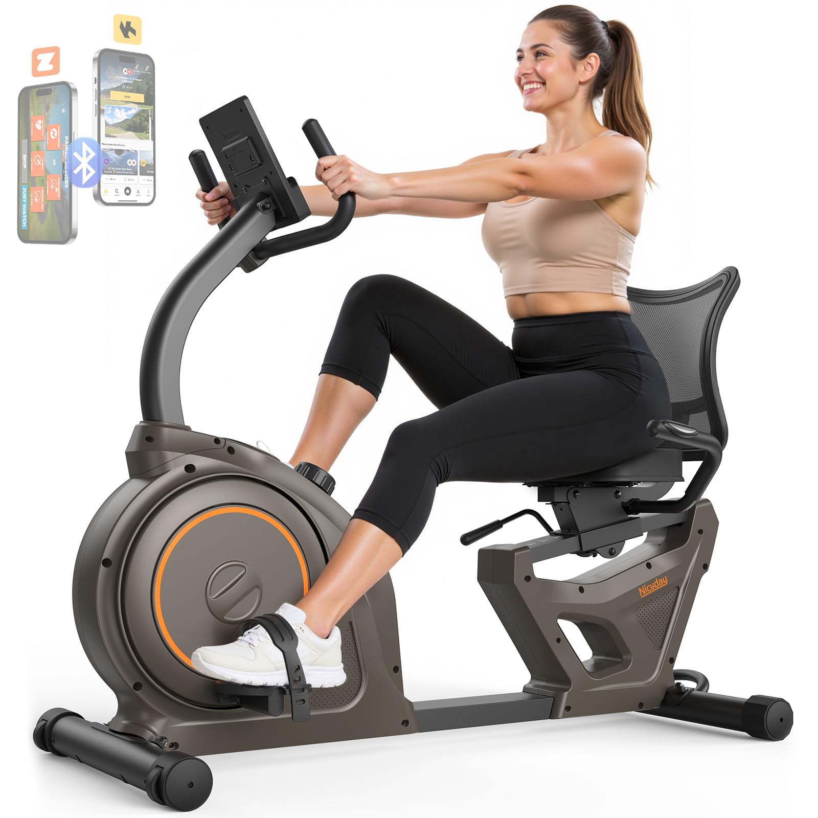 Niceday Recumbent Bike - Indoor Stationary Bike - 8 Resistance Levels - Magnetic Resistance - RC88