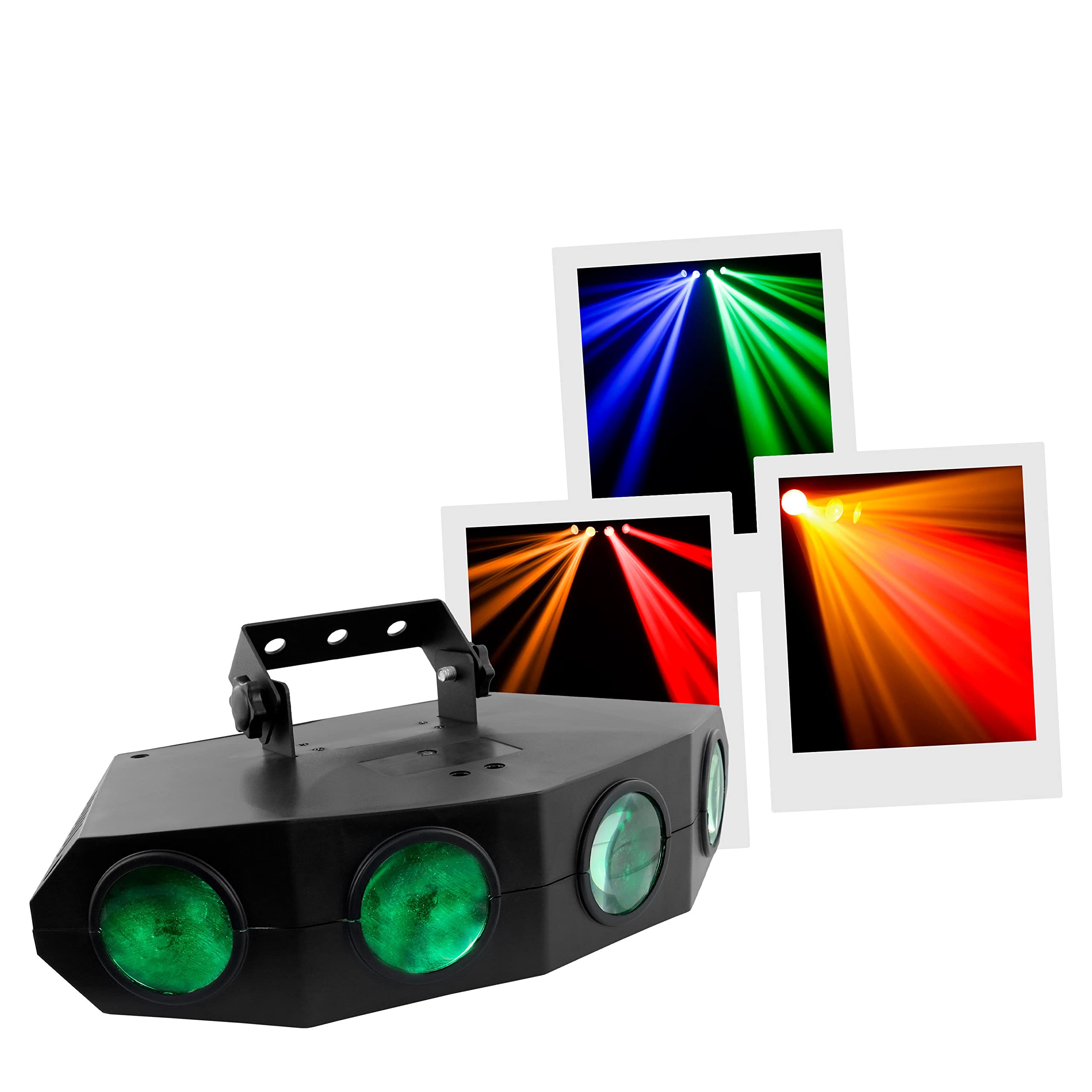 BoomToneDJ Quattro Moon Projecteur LED Moonflower Effets multi faisceaux 128 LED RGBA. Programmes automatique, Détection musicale. Jeux de lumière pour soirée, Lumière soirée DJ.