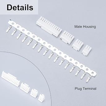 JST GH 1.25mm Connector Kit, 2/3/4/5/6/7/8/10 Pin 80 PCS Male Housing Plug Connectors with 500 PCS Plug Terminal