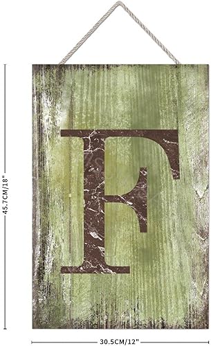 Vista 515 de Letrero colgante de madera con letra J, letrero de madera para decoración del hogar, 26 letras del alfabeto de metal, placa de madera, decoración