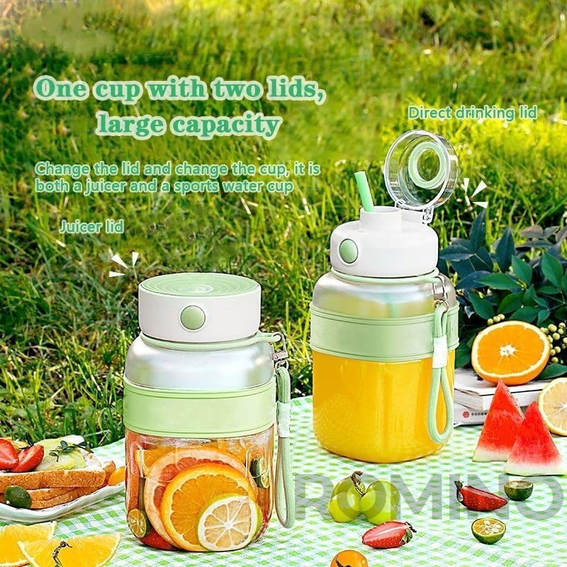 Image of HIC Kitchen Portable Blender for Smoothies & Juices 600ML USB Rechargeable Juicer Mixer Grinder with 6 Stainless Steel Blades, Personal Smoothie Maker Bottle for Gym Travel Office Home