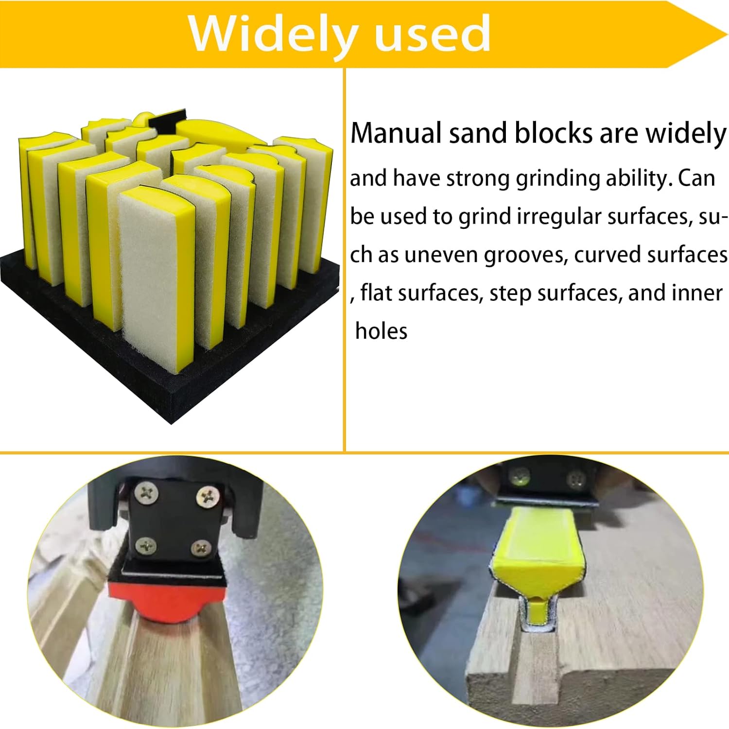 16 PCS Contoured Profile Sanding Block Set - Hook and Loop Foam Material Hand Sander Block- Interchangeable Assorted Convex & Concave Shapes for Sander Wood Woodworking Furniture, Auto Paint