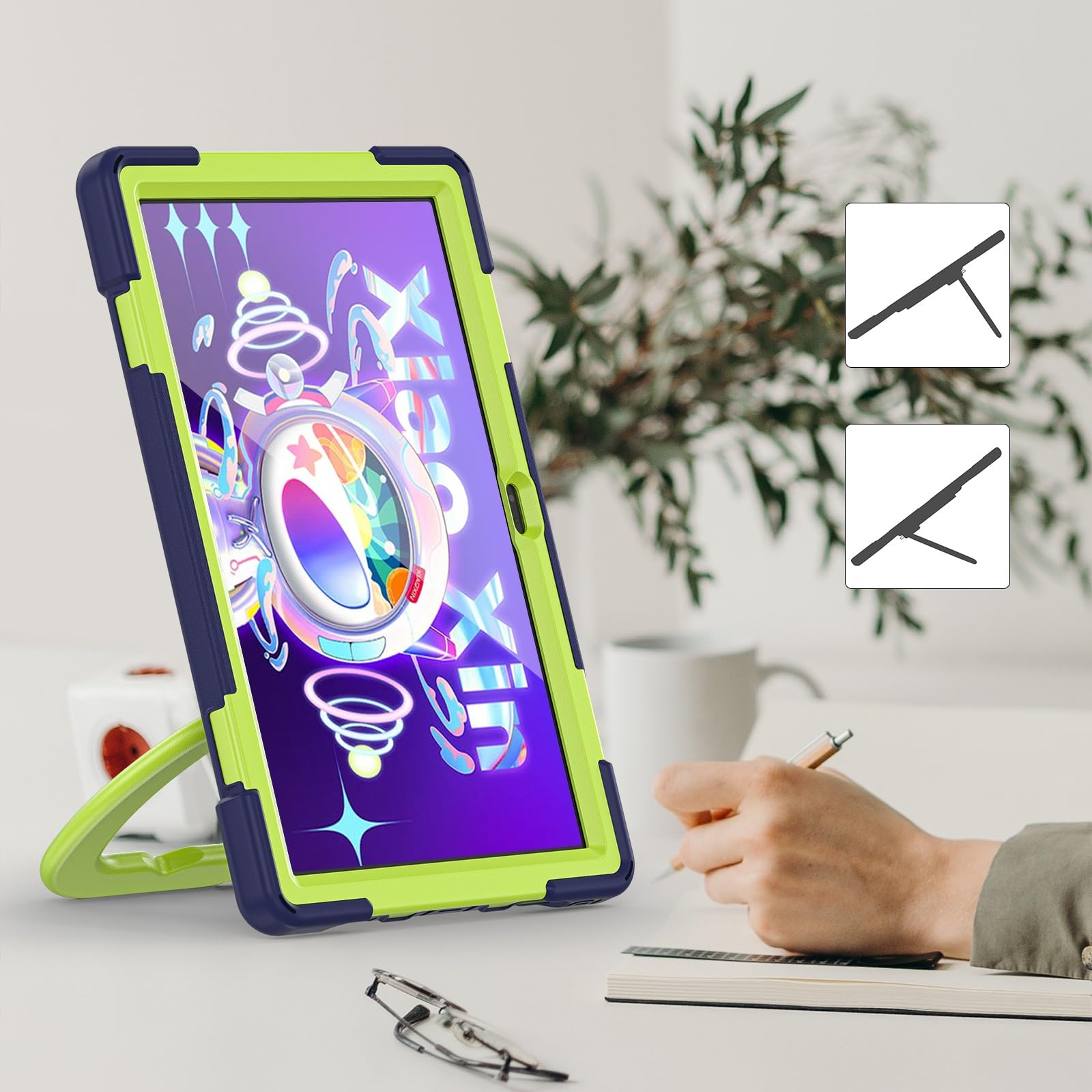 Etui do Lenovo Tab M10 Plus 3. generacji 10,6 cala 2022 (TB125FU/TB128FU/TB128XU), odporne na wstrząsy, solidne etui z obrotową podpórką 360, pasek na rękę/ramię, wytrzymały (granatowy)