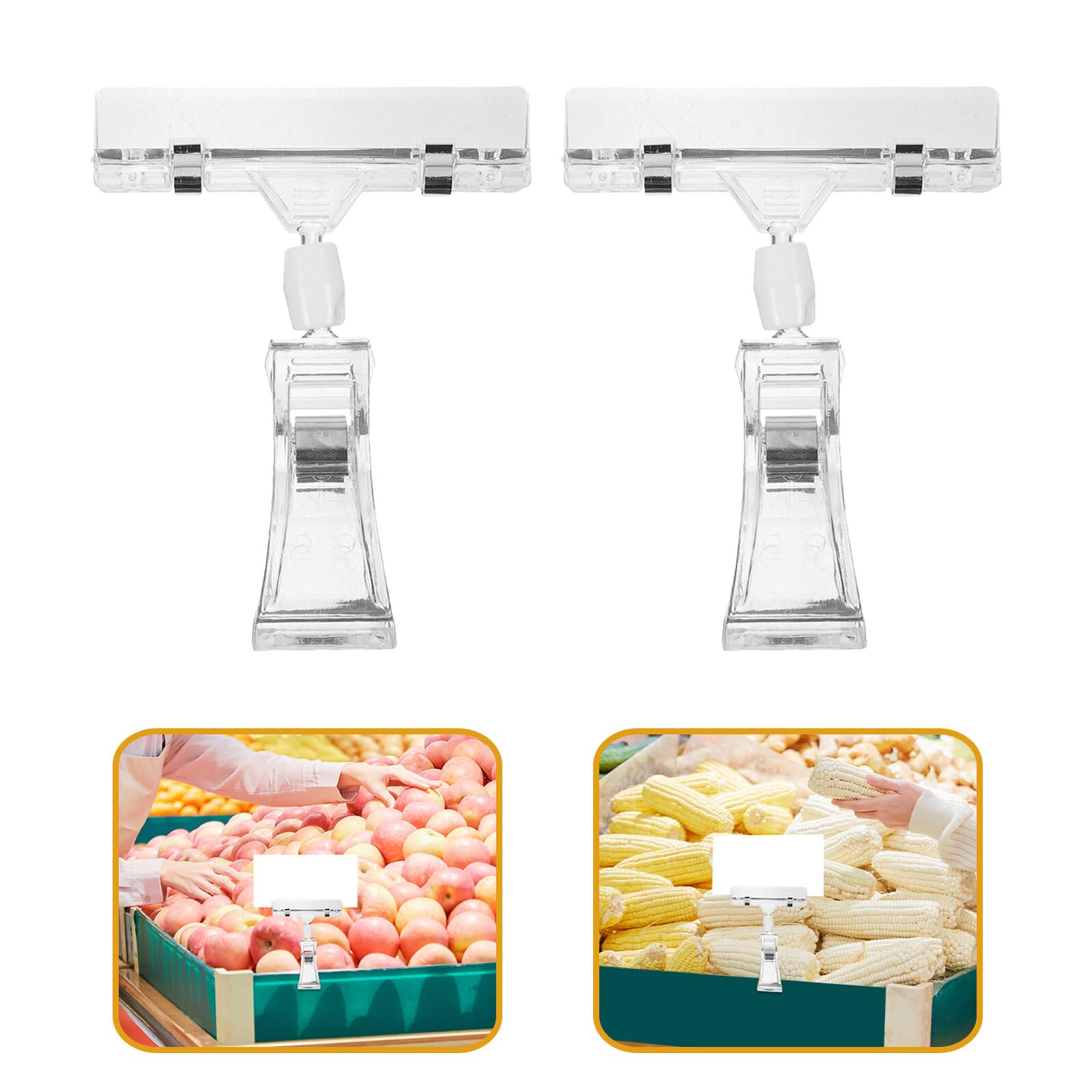 iplusmile 24 Pezzi Clip Trasparenti Girevoli per Cartelli in Plastica Supporto Porta Etichette Prezzi per Supermercati e Negozi Morsetti Regolabili per Esposizione Pubblicità su Scaffali