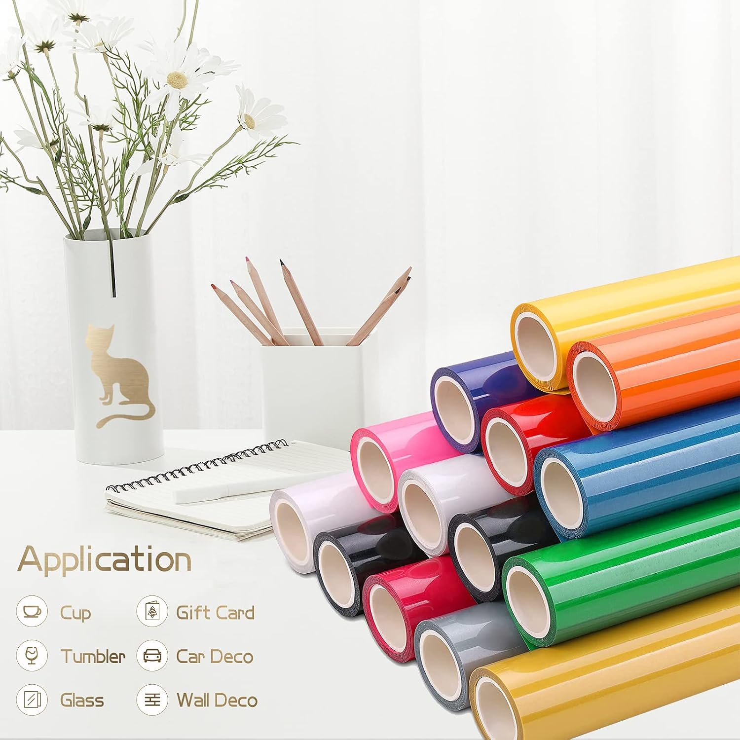 Brushed Gold Permanent Adhesive Vinyl Roll - 12" x 15 FT Premium Permanent Vinyl for Craft，Signs, Scrapbooking,and Other Craft Cutters.