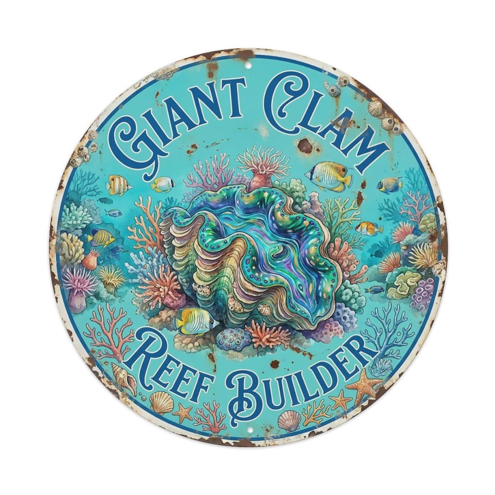 Cxhjca 8X8inch(20X20cm) Giant Clam Reef Builder Metal Tin Sign