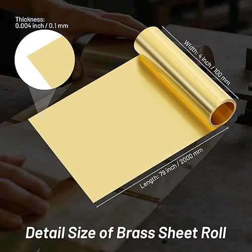Miniatura 8 de Lámina de latón H62, 0.001"x4''x79''(0.03MM x 0.1M x 2M), paquete sellado de rollo de hoja de latón fino