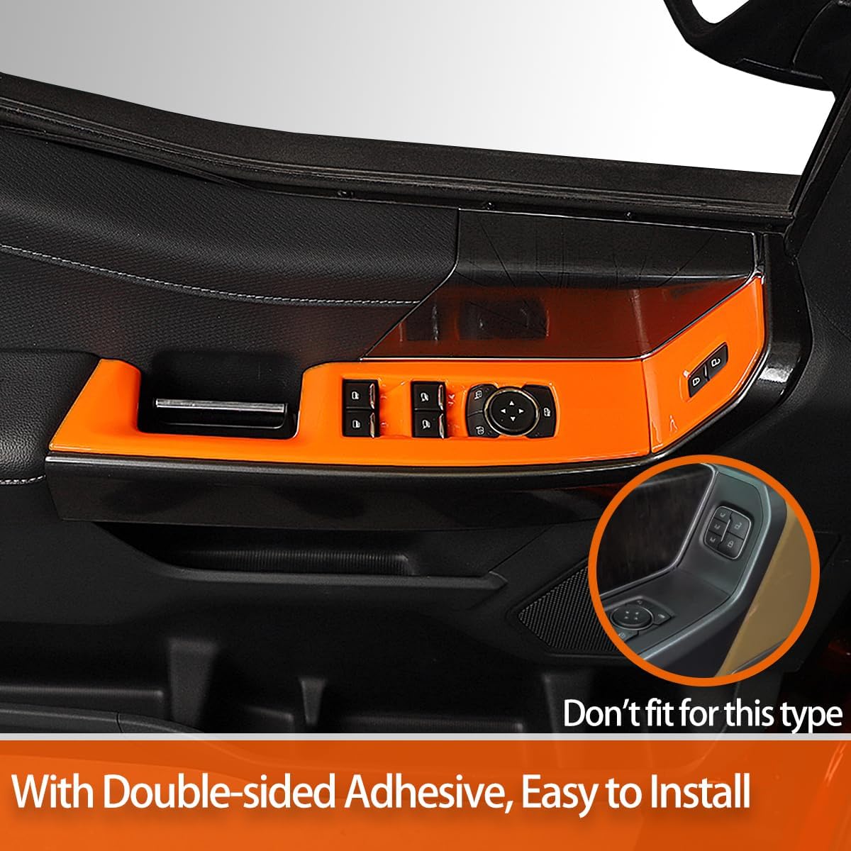 Window Control Switch Panel Sticker Cover Trim for F-150 2021-2026 Orange image 4