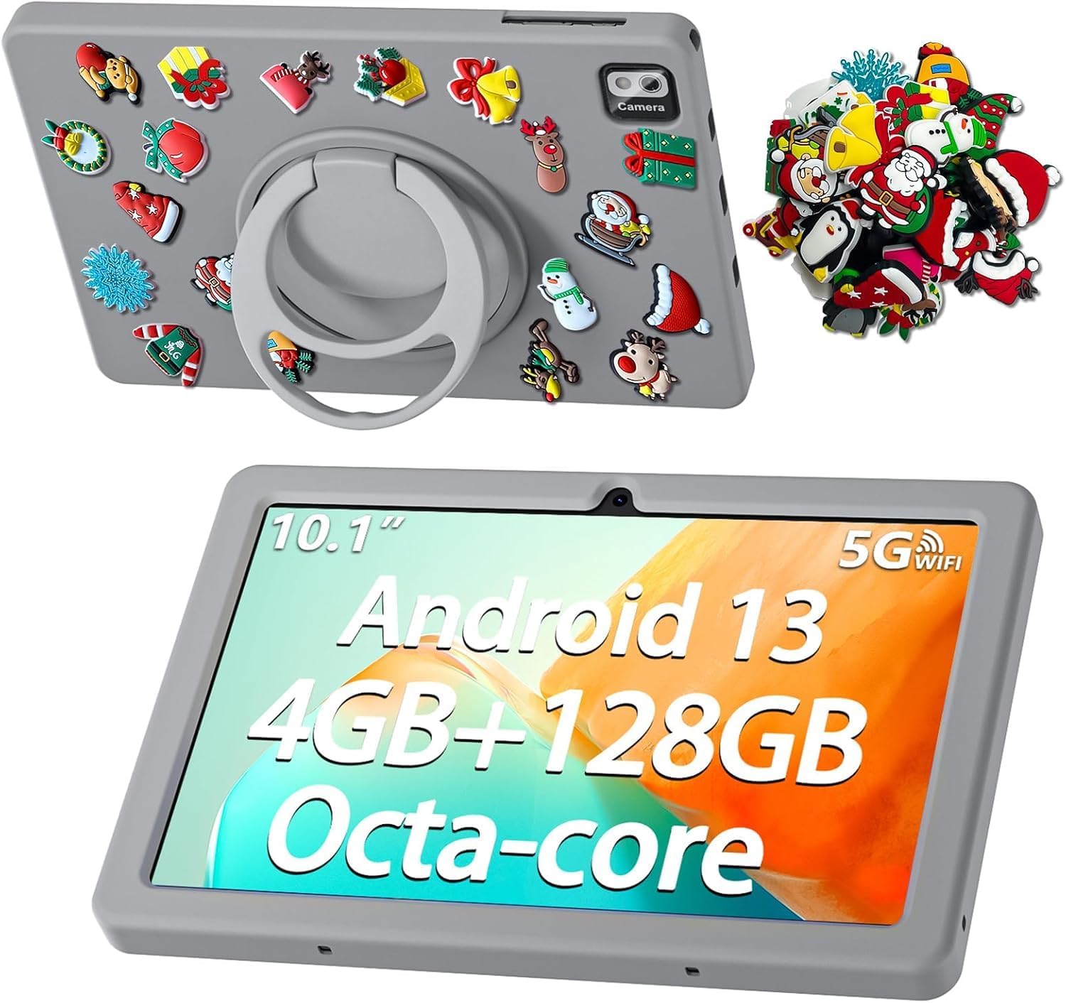 SGIN 10.1 Inch Tablet, 4GB RAM 128GB ROM, Android 13 Tablets, Octa-Core 2.0Ghz Processor, 1280 * 800 IPS Screen, 2MP+8MP Camera, 6000mAh, WiFi, Bluetooth 5.0 (Grey)