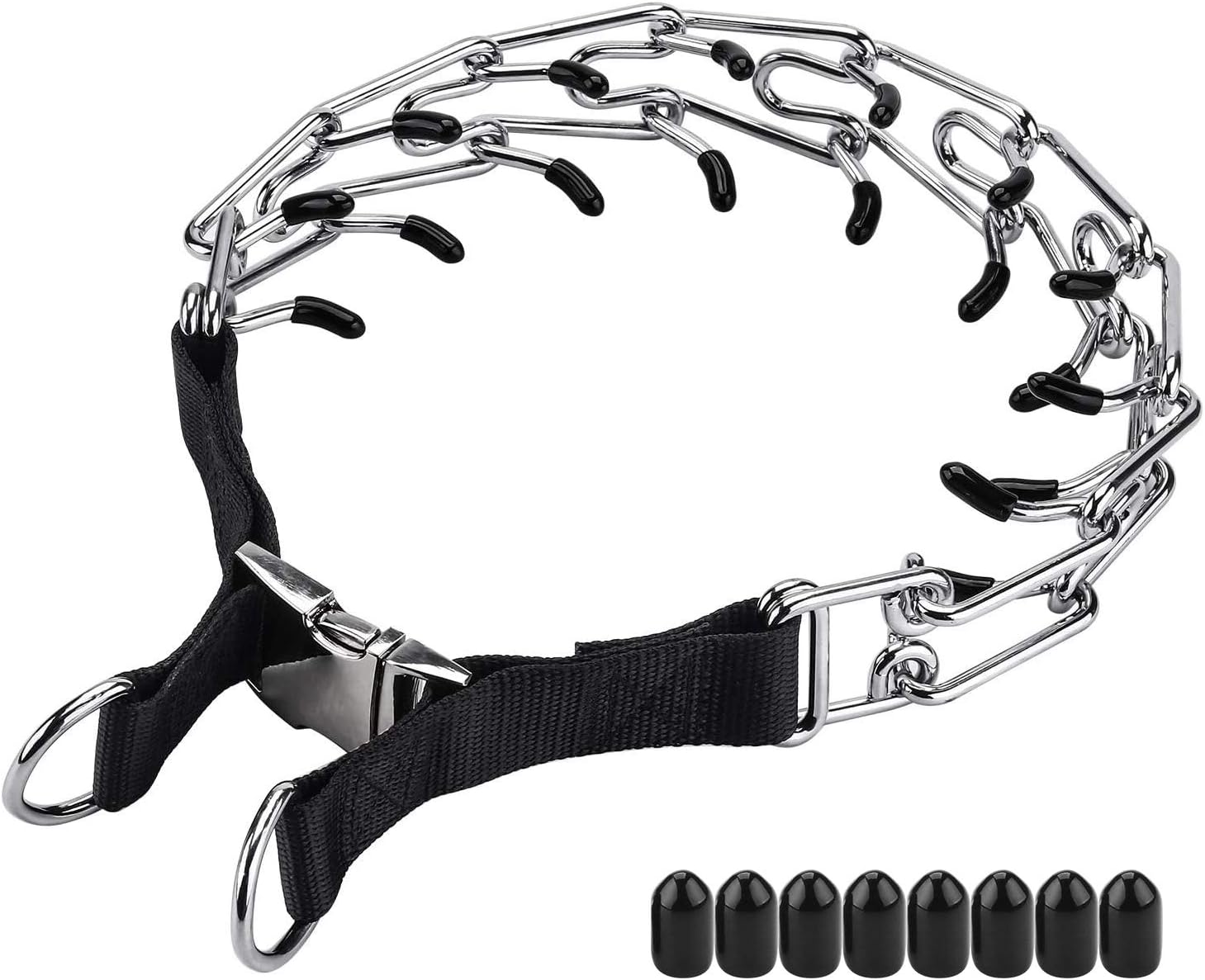 AheasounDog Training Collar, No Pull Dog Collar,Dog Collar,High Strength Quick Release Metal Buckle,Comfort Rubber Tips,for Medium Dogs(Medium, 3.0mm, 19.6-Inch)