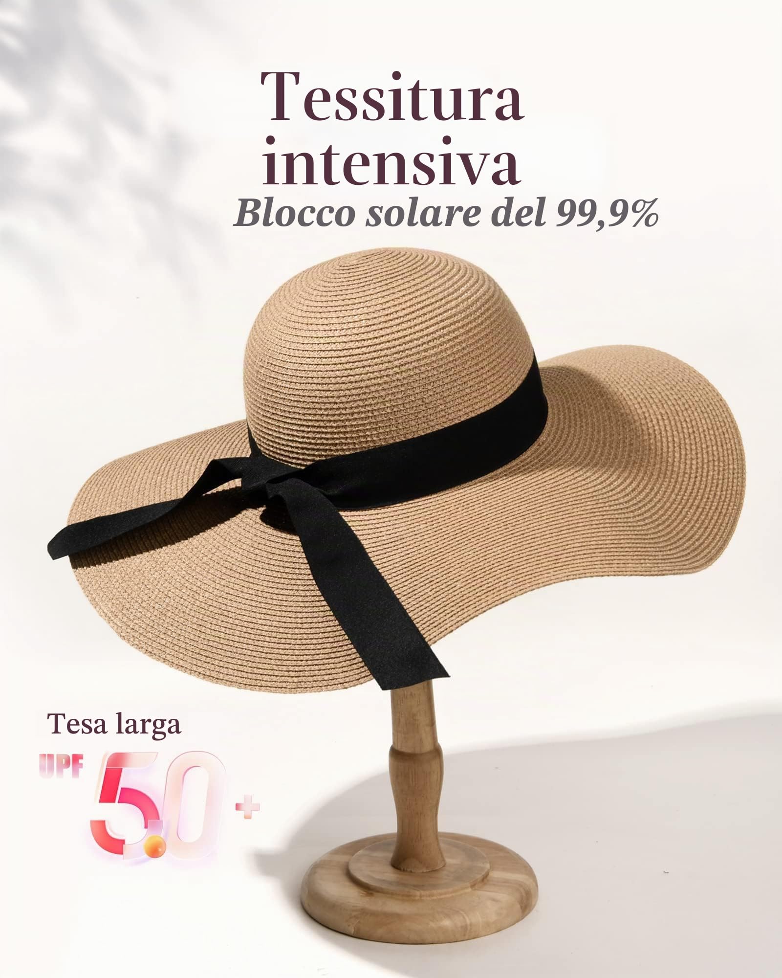 FURTALK Cappello Estivo Moderno per Donne Cappello a Visiera con Tesa Larga UPF50+ Cappello da Viaggio Estivo per la Spiaggia