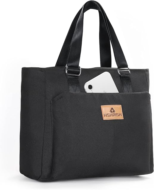 HSHRISH Lunch Bags for Women, Insulated Lunch Tote Bags, Reusable Waterproof Leakproof Cooler Bag, Large Adjustable Shoulder Bag for Adults Work Shopping Picnic Beach Outdoor, Classic Black, 15L