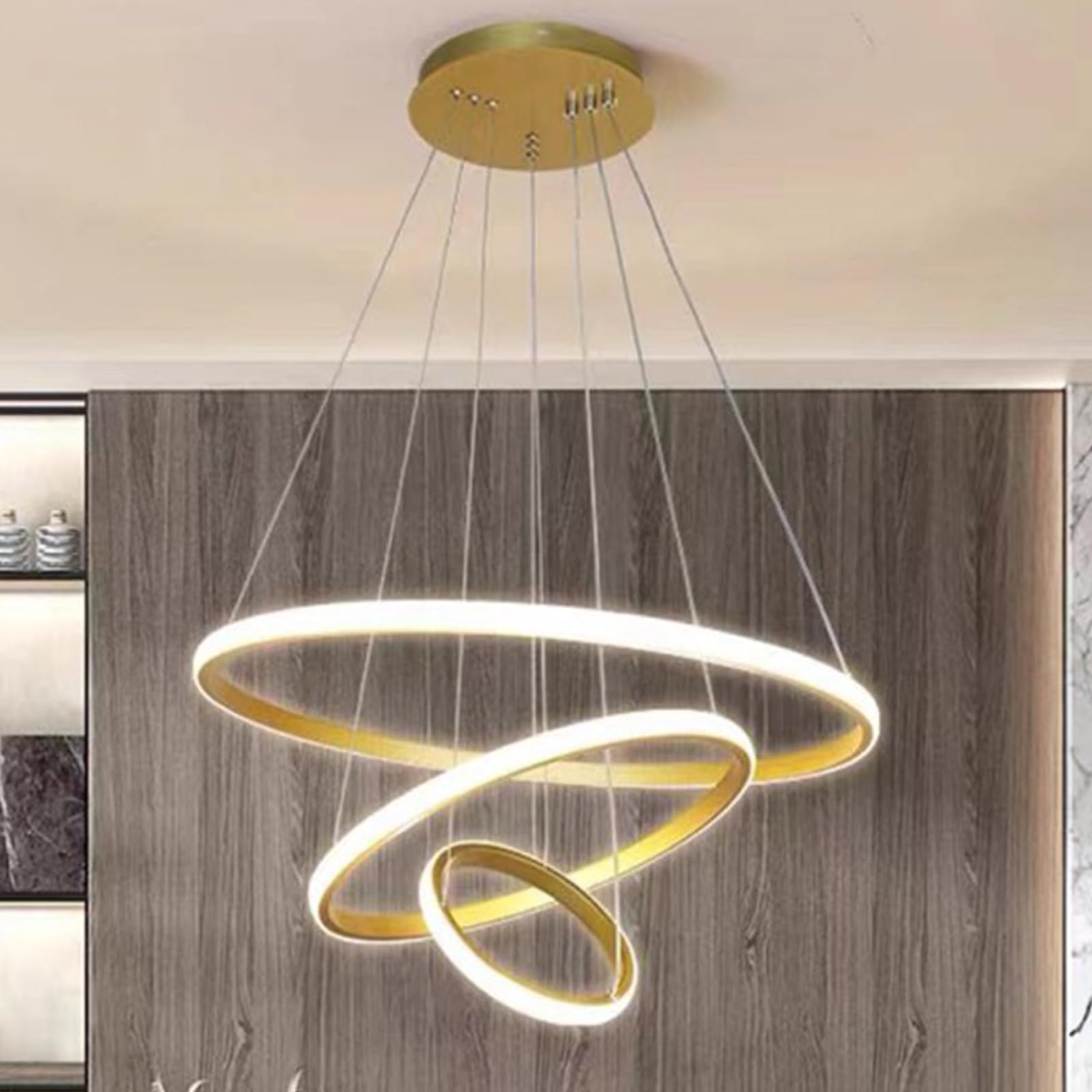 MHNFGDSE LED Chandelier Modern Round LED Pendant Lamp Dining Table with Remote Control Dimmable Hanging Lamp Ring Design Hanging Lamp for Kitchen Office Study Pendant Lamp,C