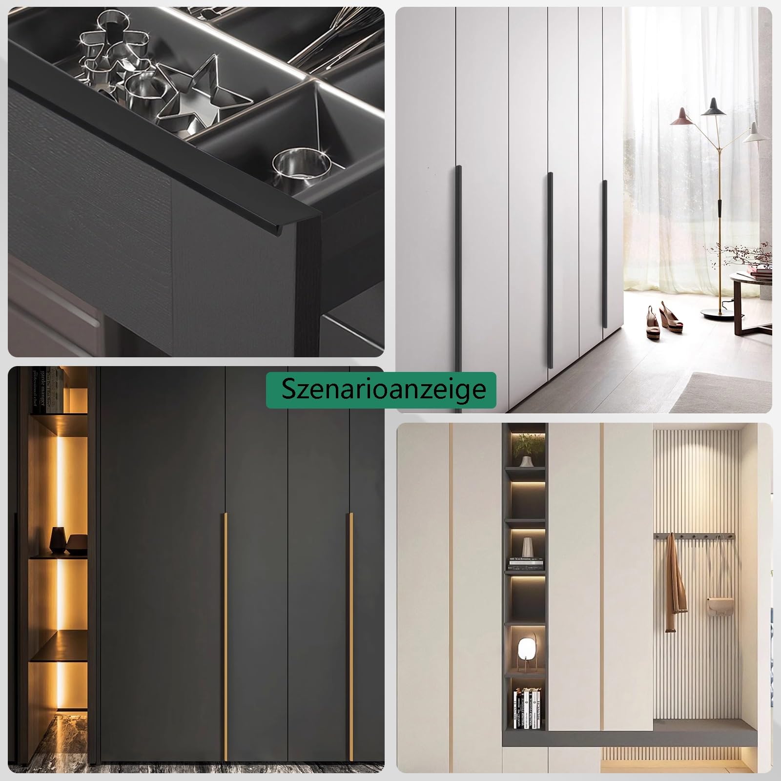 Kleiderschrank Griff Möbelgriffe Für Küche Schrank Griffe 4 Stück Set L: 8-120cm Schubkästengriffe Aluminiumlegierung Perfekte Ergänzung Für Schränke Und Kommoden(Gold,L:100cm)