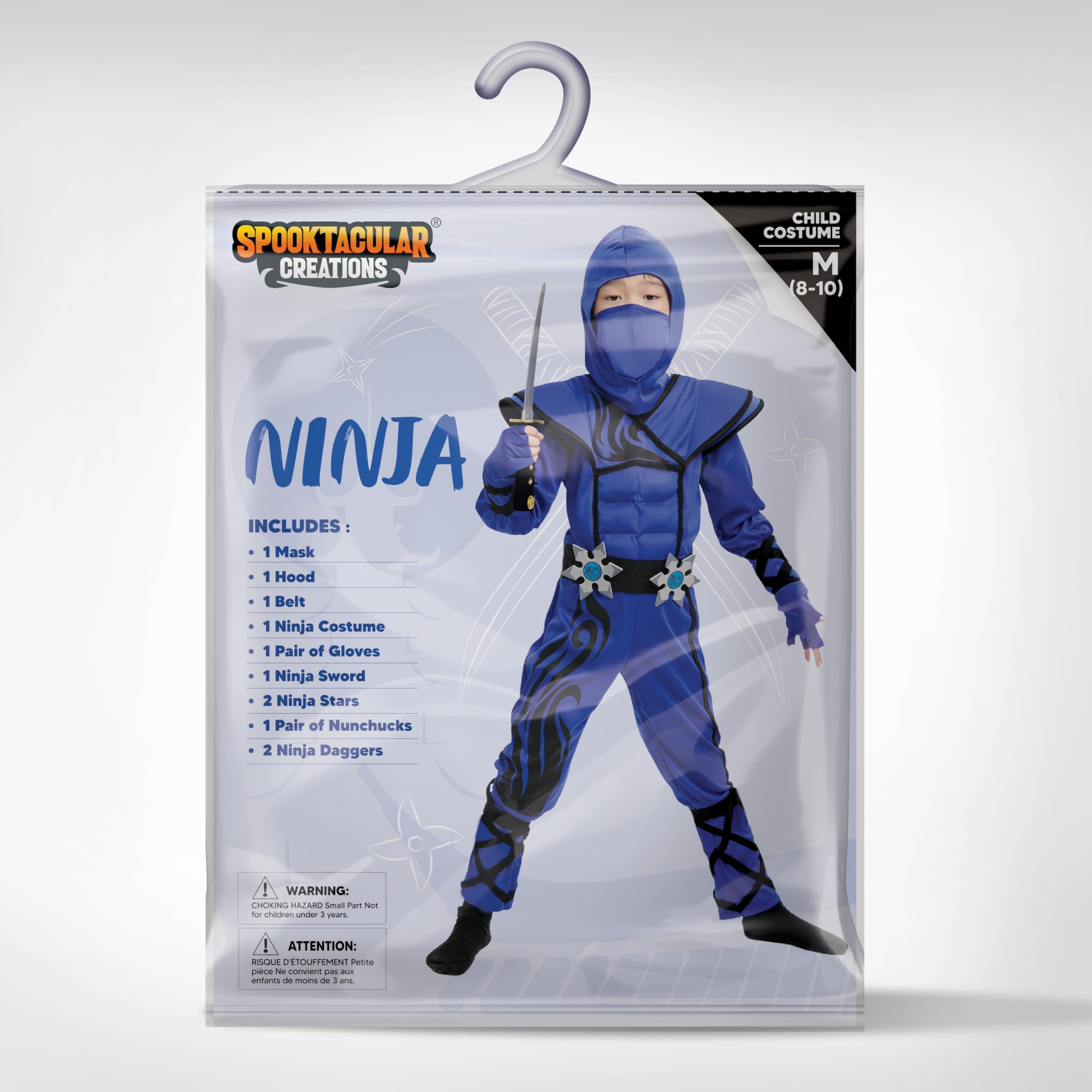 Spooktacular Creations Markantes Blaues Ninja Kostüm für Kinder, Stealth Kostüm, Halloween, Kinder, Kung Fu Outfit, Weihnachten, Karneval