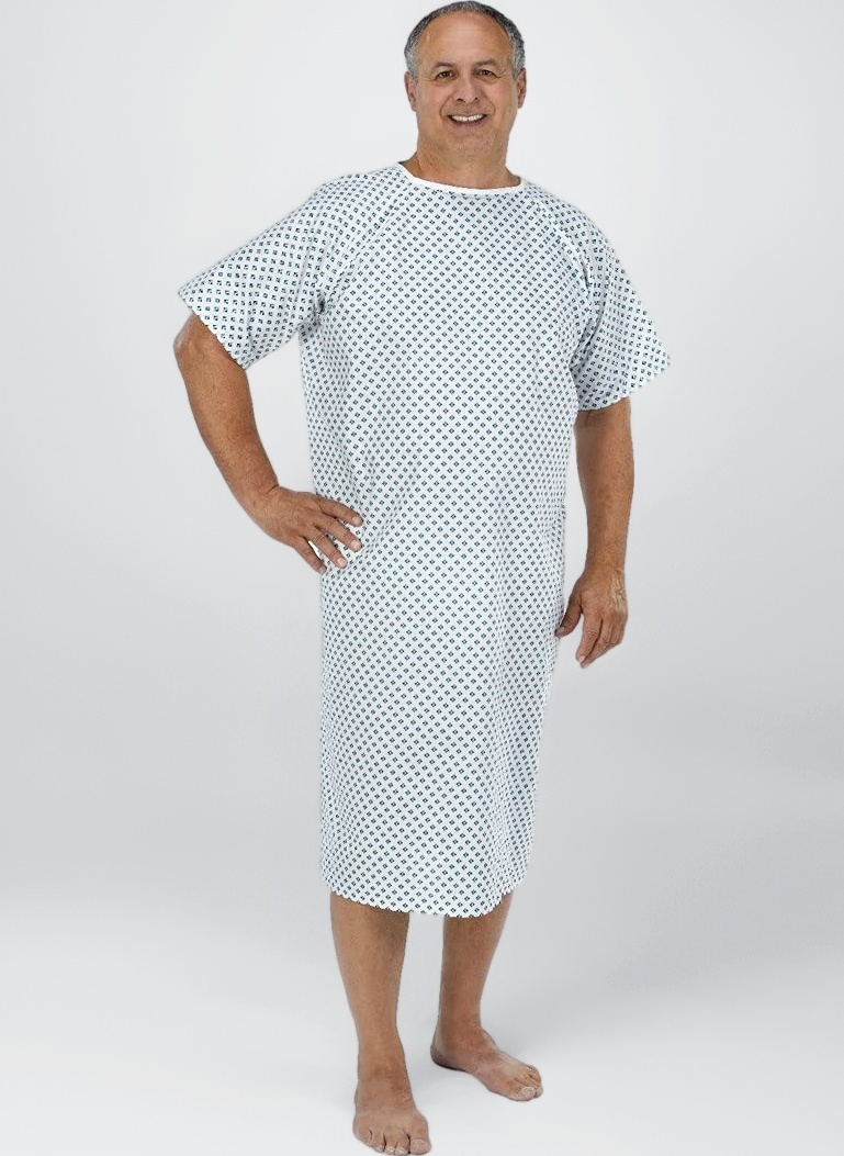Unisex Hospital PATIENT GOWN - Wrap Around Style - Long Length Gown Healthcare