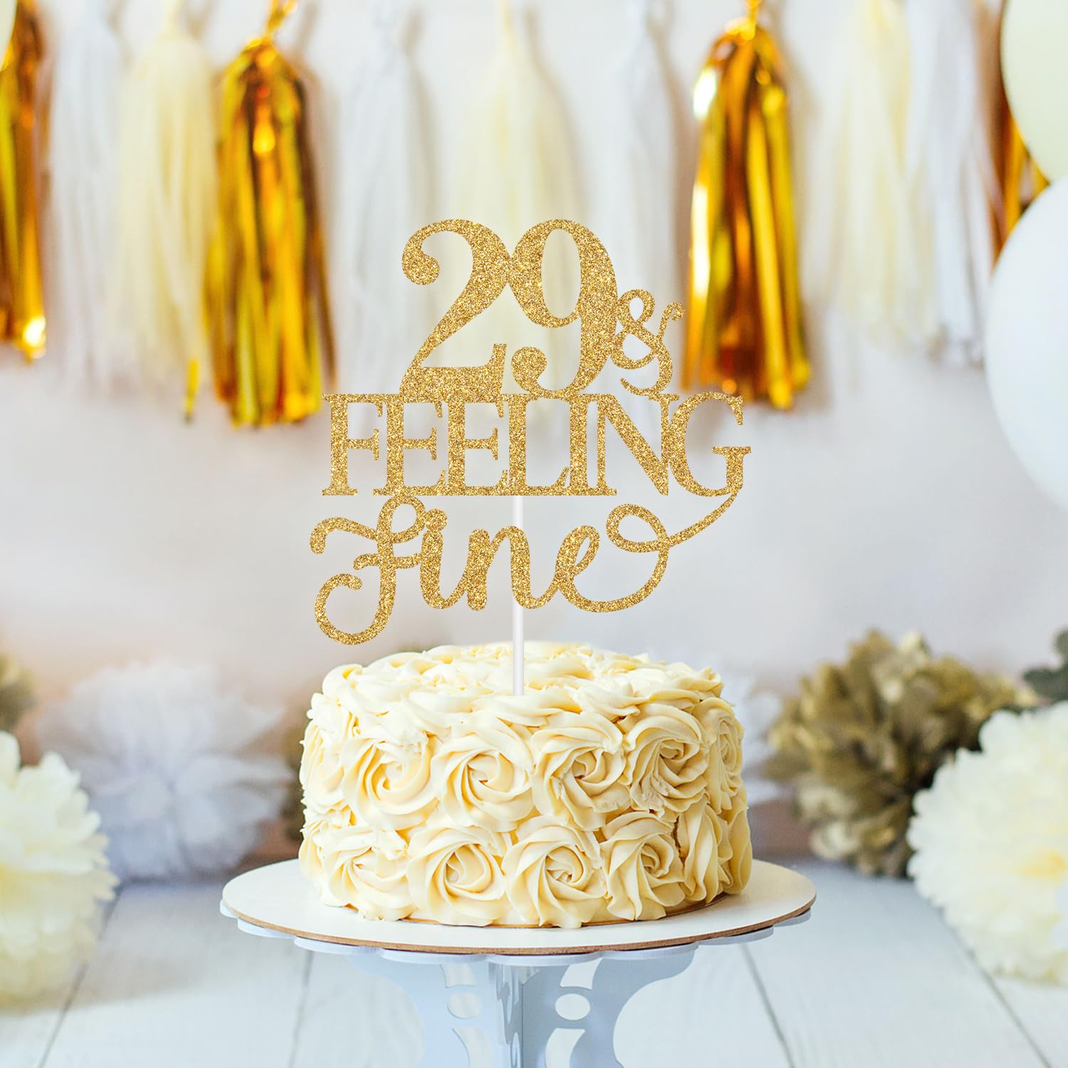 Gold Glitter 29+1 Cake Topper – 30. Geburtstag Deko, Mittelfinger-Motiv, Partydekoration