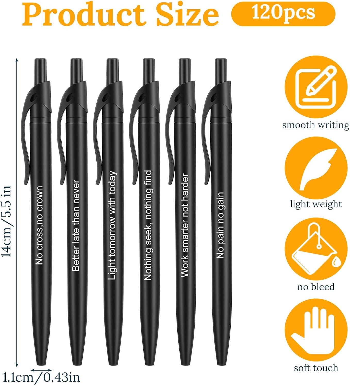120 Pack Bulk Black Retractable Ballpoint Pens, No Bleed Smooth Writing Medium Point 1.0mm Ink, Office School Supplies, Click Pens for Business, Classroom, Restaurant, Workshop (5.5" x 0.43") image 3