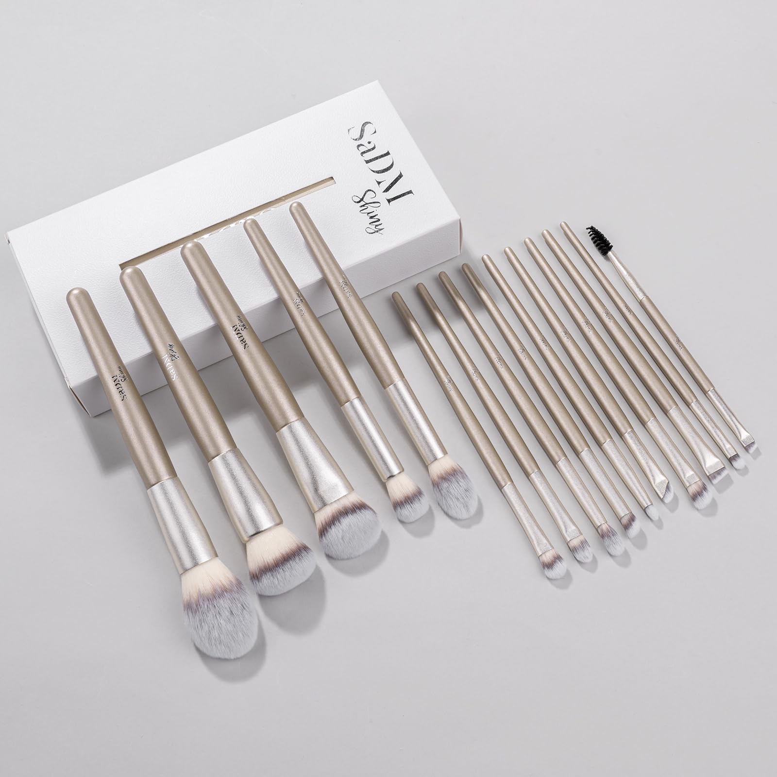 15-teiliges Make-up-Pinsel-Set, vegane Grundierung, Concealer, Rouge, Lidschatten, Eyeliner, Puder, Highlighter, Verblenden, Gesichtspinsel-Set