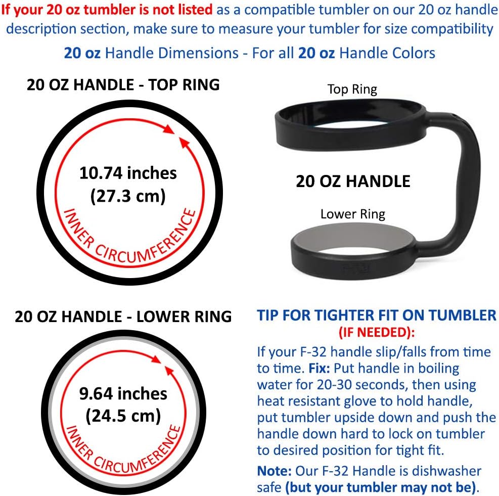🔥 Crazy Deals F-32 Handle - 19 COLORS - 20oz or 30oz size available - Compatible with YETI, BEAST, OZARK TRAIL, RTIC (PREVIOUS DESIGN) & More Tumbler Travel Mug - BPA FREE (20OZ, ELECTRIC PEACH (NEON))