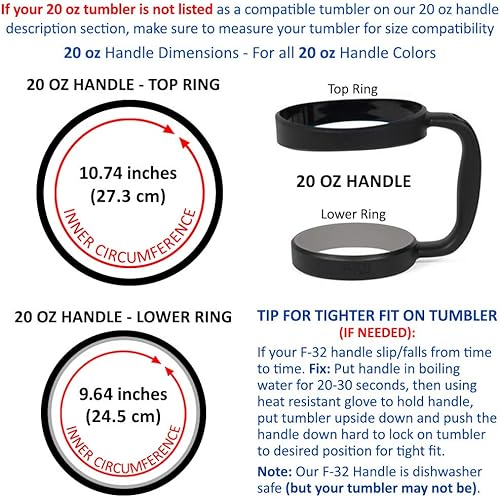 Miniatura 5 de Mango para taza, 18 colores, disponible para tazas de 30 onzas o 20 onzas, sin BPA de F-32, Azul Electric