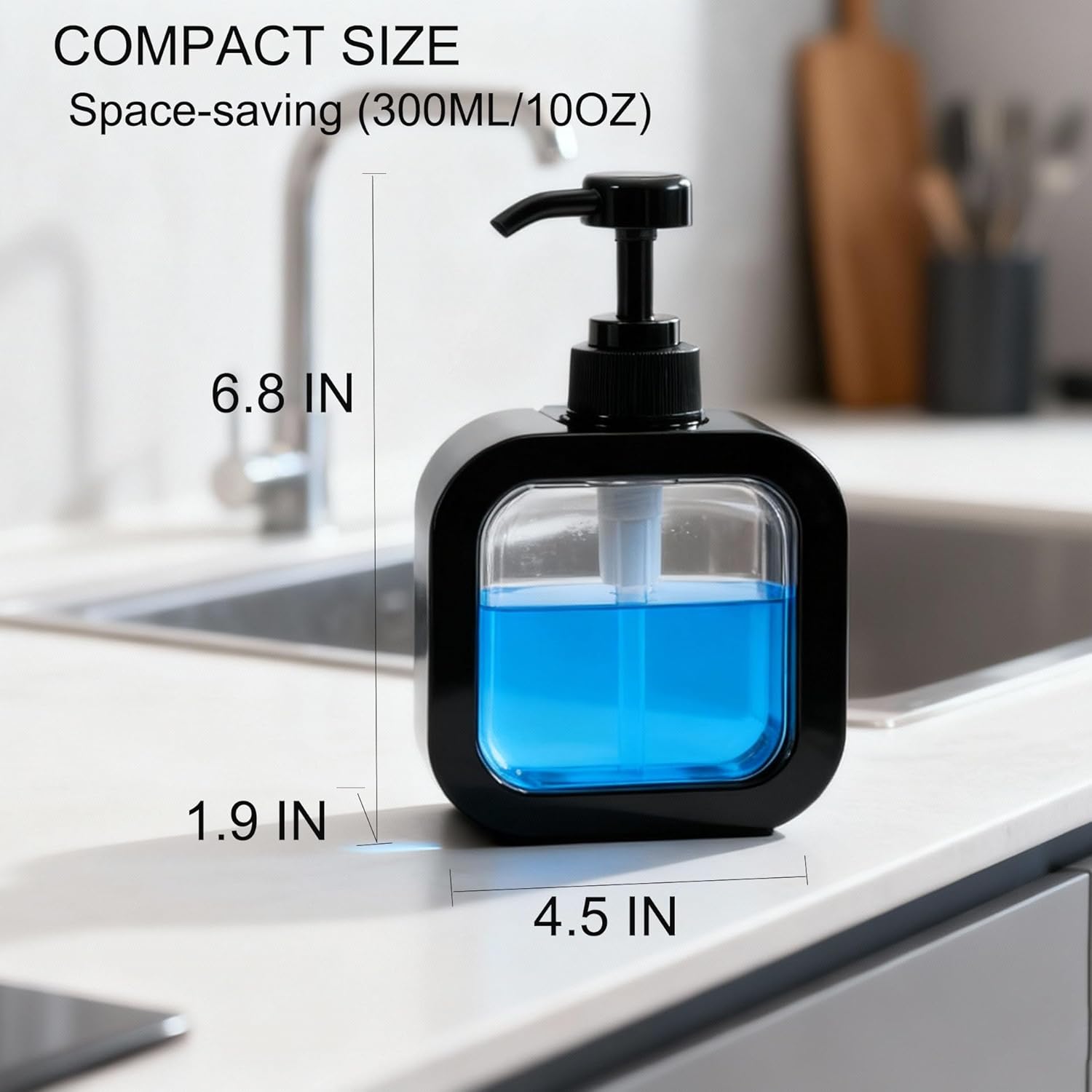 Hand Soap Dispenser with Pump, 10oz 300ml Plastic Soap Dispenser for Bathroom Kitchen, Refillable Shampoo Lotion Dish Soap Dispenser Shower Hand Washing Liquid Bottles - Image 5