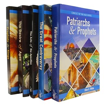 PATRIARCHS AND PROPHETS, PROPHETS AND KINGS, THE DESIRE OF AGES, THE ACTS OF THE APOSTLES, THE GREAT CONTROVERSY BY ELLEN G. WHITE CONFLICT OF THE AGES SERIES 5 VOL. VOL. 1, 2, 3, 4, 5.