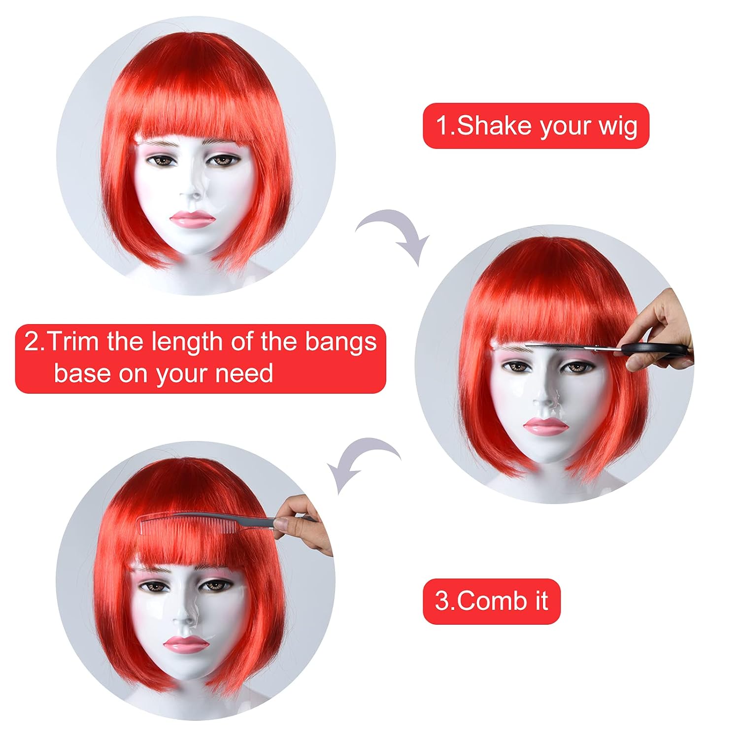 MIAHART Red Short Bob Wig and Sunglass Set image 2