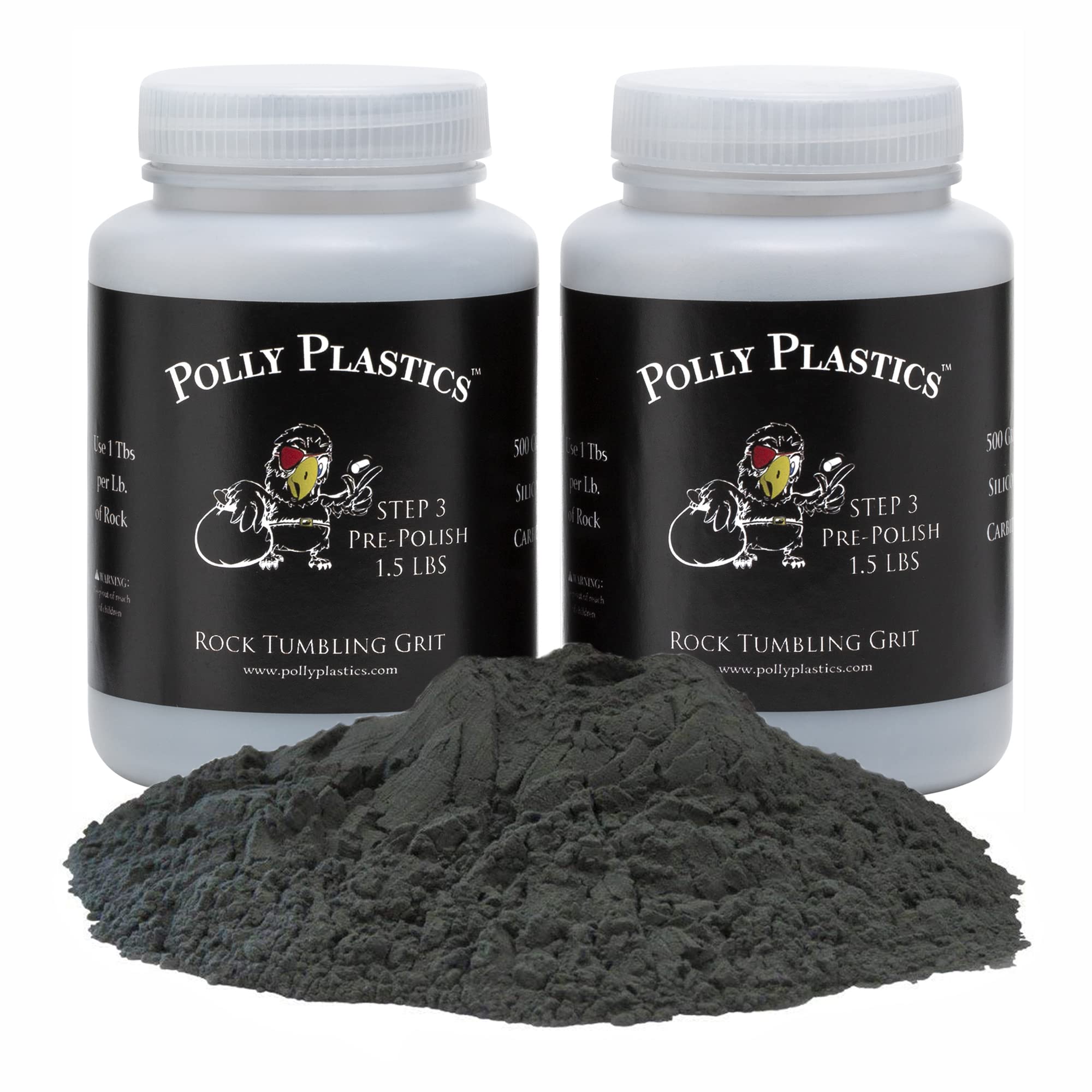 Polly Plastics Rock Tumbler Media Grit Refill, Pre-Polish 500 Silicon Carbide Grit, Stage 3 for Tumbling Stones (2 Pack) (3 lb.)