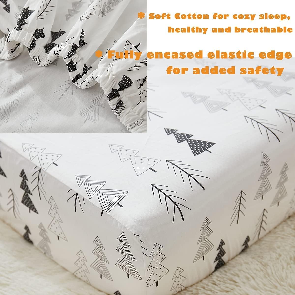 Brandream Crib Sheets Boys Girls 100% Cotton Woodland Forest Tree Arrow Baby Nursery Bed Sheet for Crib and Toddler Matress 52 * 28 Inch