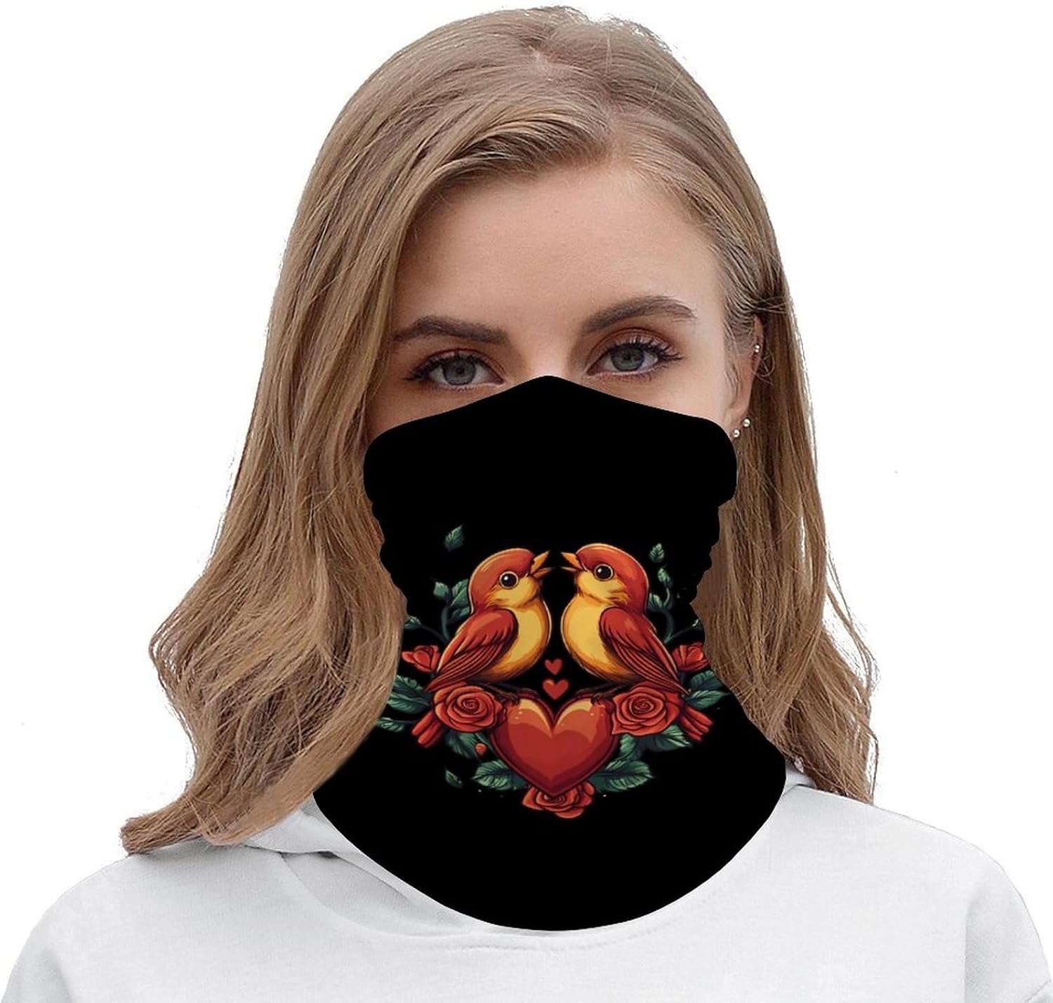 Valentine's Day Love Birds Face Cover Neck Gaiters for Men Women Sun Protection Mask Scarf Hiking Bandana