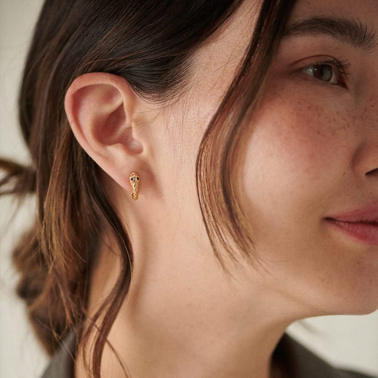 BENEIGE Snake Hoop Earrings 14K Gold Plated Huggie Dangle Earrings for Women Handmade Hypoallergenic Jewelry - Image 3