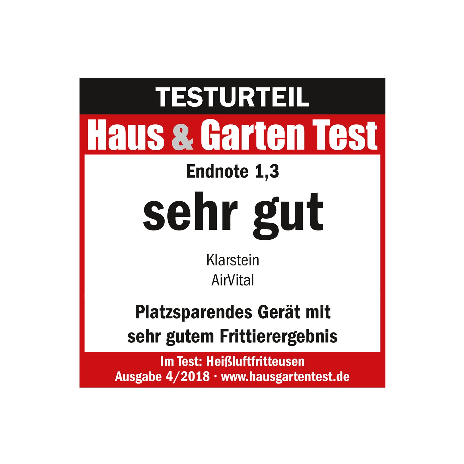 Klarstein AirVital - Heißluftfritteuse, Fritteuse, AirFryer, 1300 W, 2,5 L Füllmenge, fett-frei Frittieren, Backen, Grillen, Rösten, 8 Programme, CeraPlus Anti-Haft-Beschichtung, weiß