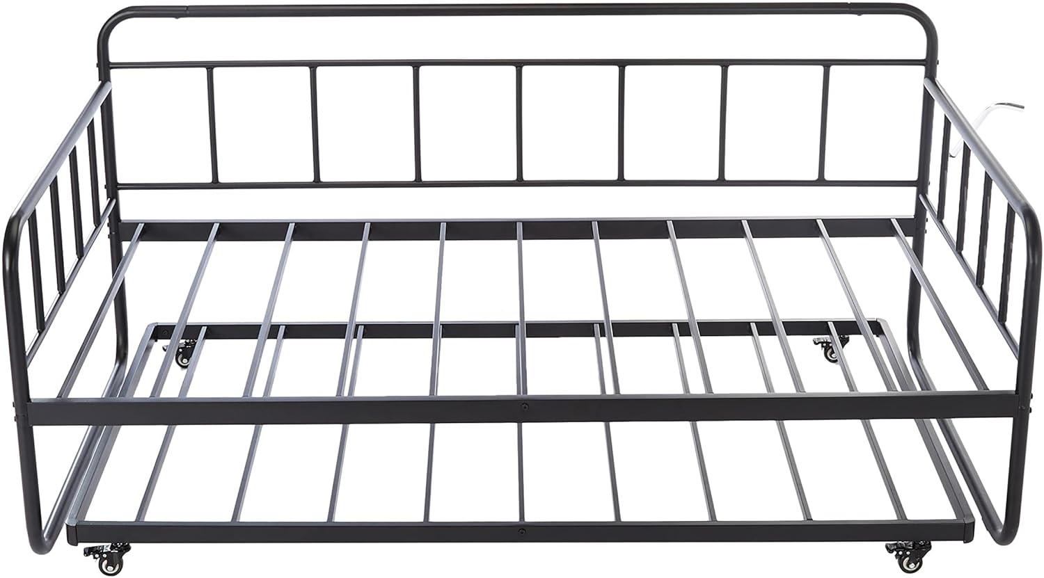 Amazon Basics Twin Daybed and Trundle Bed Frame Set, Easy Assembly, Space Saving, Steel Slat Support, Black, 77.3 x 40 x 35.4 in Black Twin