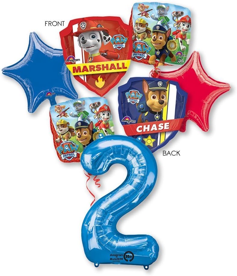PAW PATROL 2ND BIRTHDAY BALLOONS WITH MINI SHAPE BIRTHDAY PARTY BALLOONS BOUQUET DECORATIONS CHASE MARSHALL by Anagrem