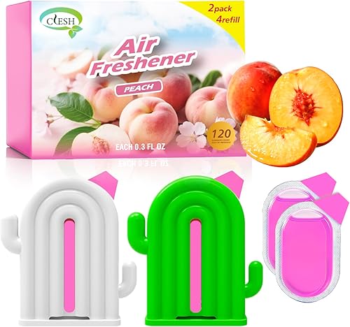 Miniatura 9 de Ambientador para el hogar, paquete de 2, 2 recargas, aroma océano, eliminador de olores, hasta 120 días, ambientador en forma de cactus para armario