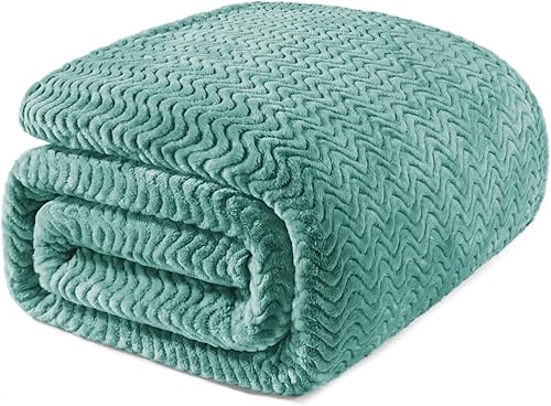 Exclusiva Mezcla - Manta de franela grande de 50 x 70in, tejido jacquard con diseño de ondas, suave, ligera y decorativa