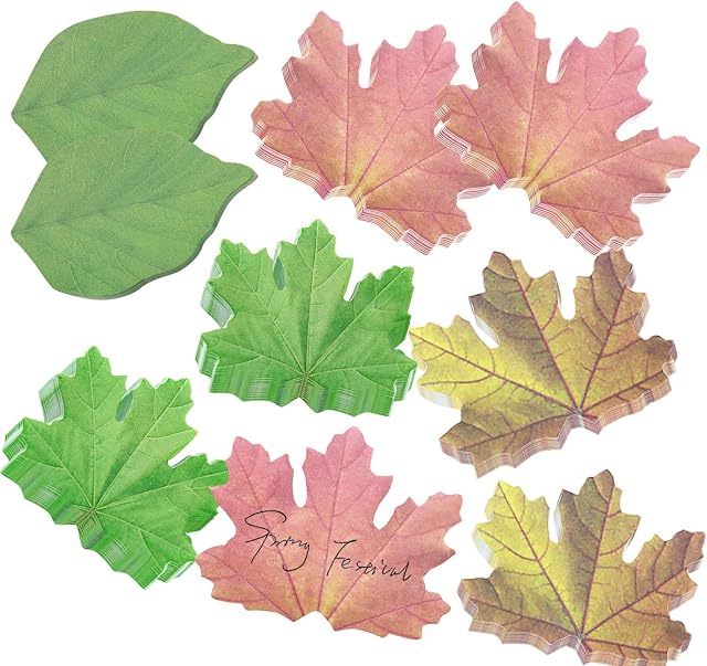 SJUNJIE 8 Pack Colorful Sticky Notes Self-Adhesive Sticky Notes, Removable Sticky Notes can be Used to Mark Different Pages, Green Leaf Sticky Notes for Office, School, Home, Message Notes