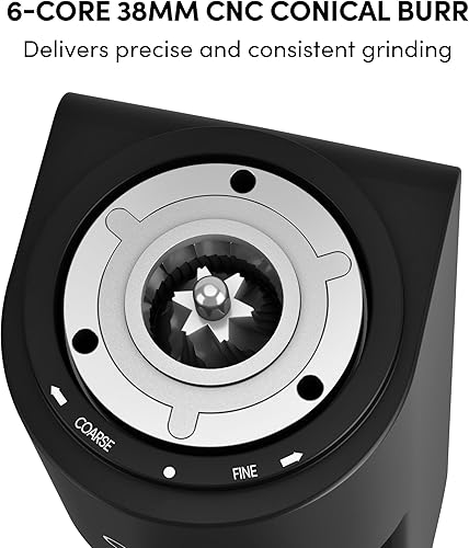 Miniatura 4 de Wirsh - Molinillo de café eléctrico de dosis única Geimori GU38 con rebabas cónicas de 6 núcleos de 1.496 pulgadas, ajuste continuo para expreso,