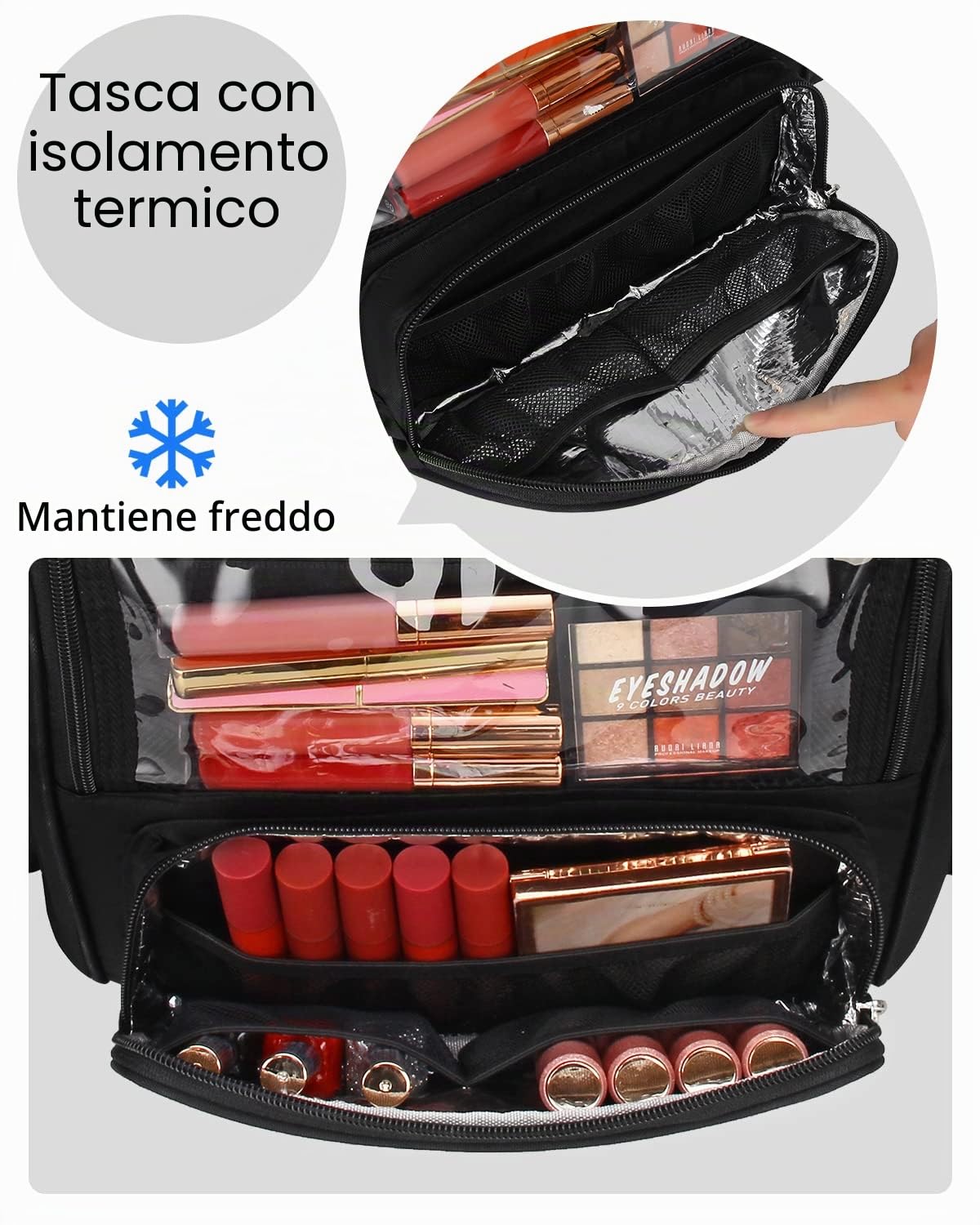 Borsa per pennelli da trucco, Relavel, custodia nera per pennelli da trucco, borsa per cosmetici da viaggio, XXL, Borsa professionale della spazzola di trucco