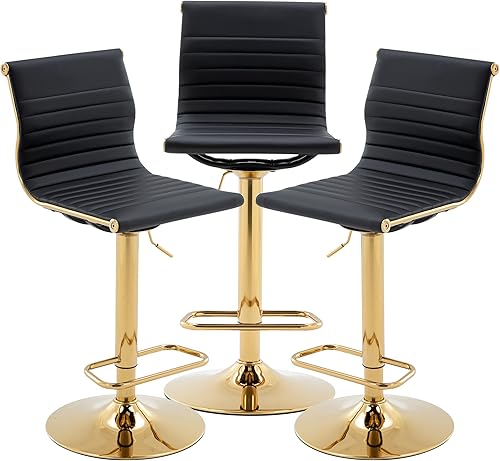 Miniatura 23 de chairus Juego de 2 taburetes de bar giratorios modernos, taburetes de bar ajustables con altura de mostrador, taburetes de piel sintética sin brazos