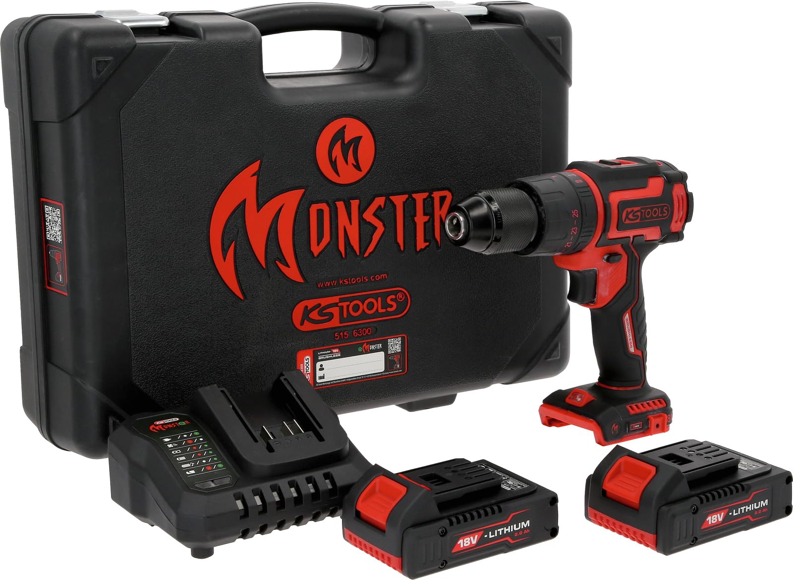 KS Tools 515.6300 eMONSTER bezszczotkowy zestaw wiertarko-wkrętarek akumulatorowych, 4-częściowy