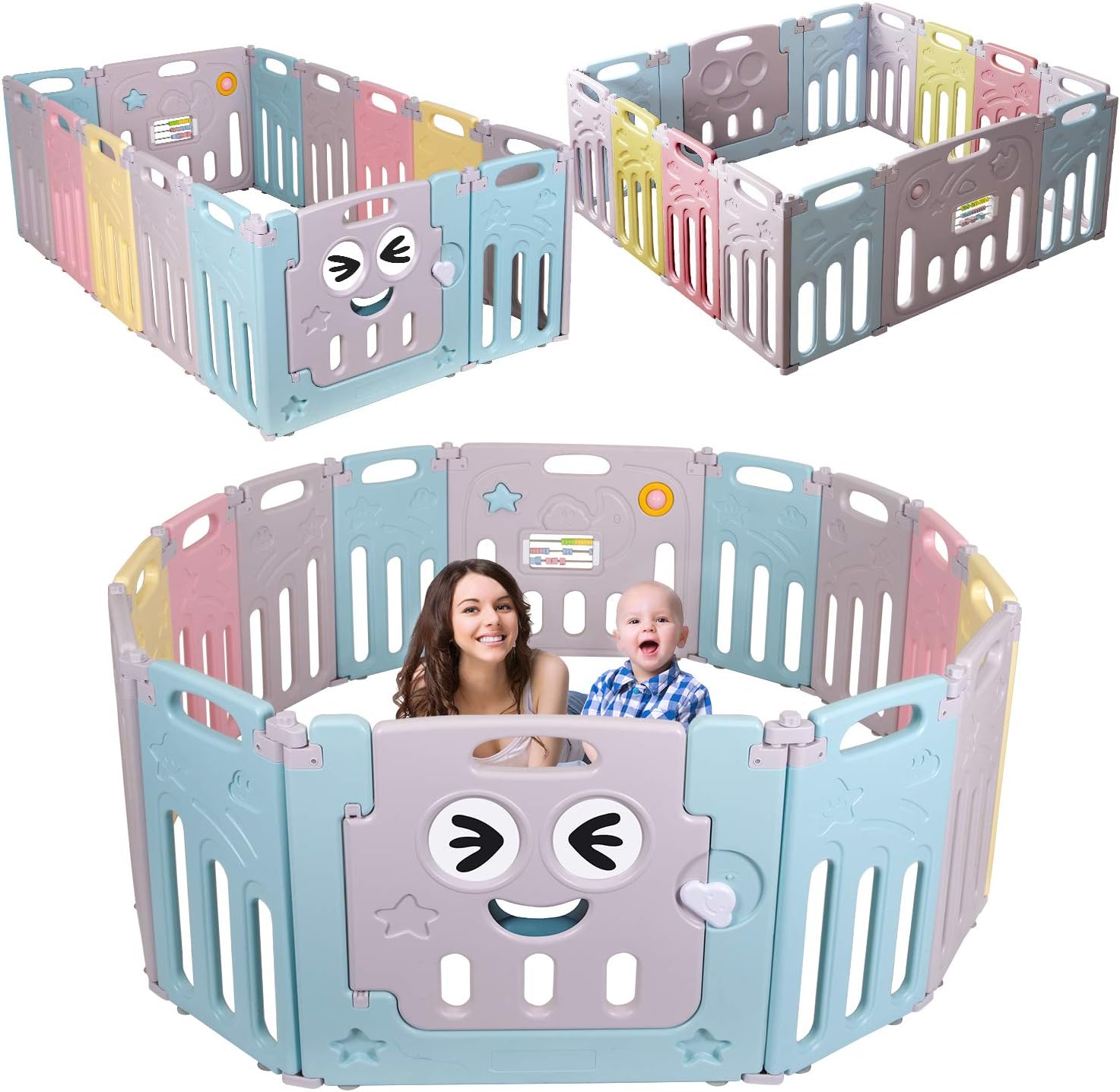 Baby Playpen, Playpen for Baby and Toddlers | 14 Panel Foldable Baby Playpen Playground | Kids Activity Centre Panel | Safety Baby Play Yard | Baby Fe